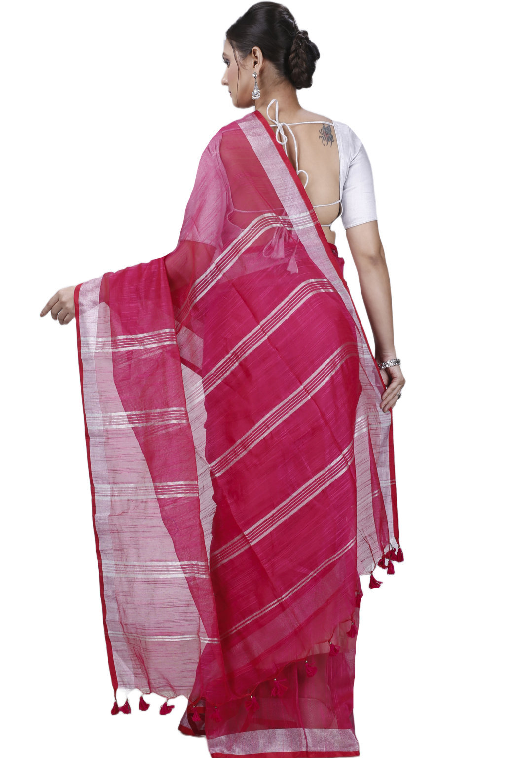 Pink Blended Cotton Toshini Hand Loom Saree (1185)